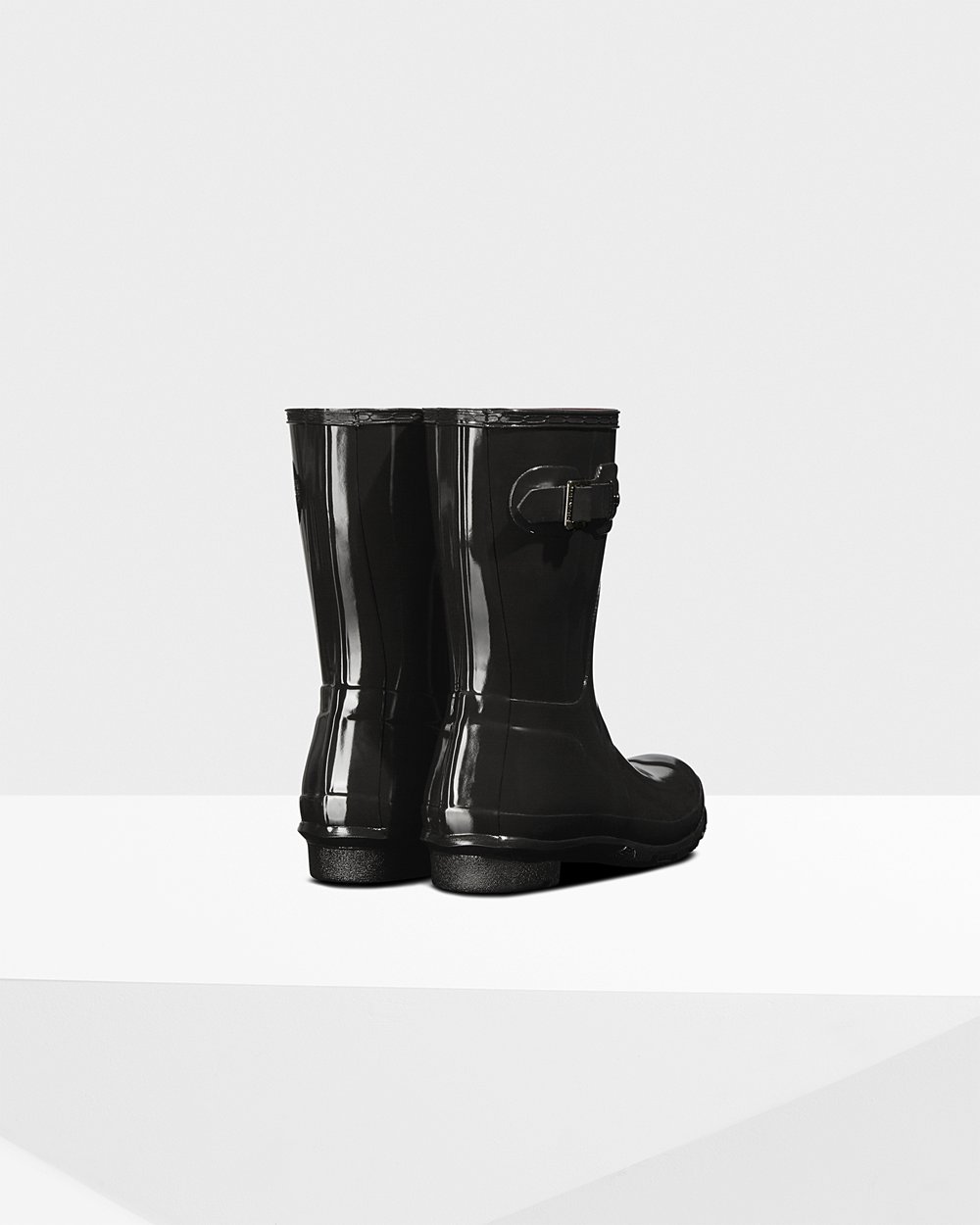 Botas de Lluvia Cortas Hunter Mujer - Original Gloss - Negros - UQSXELO-69